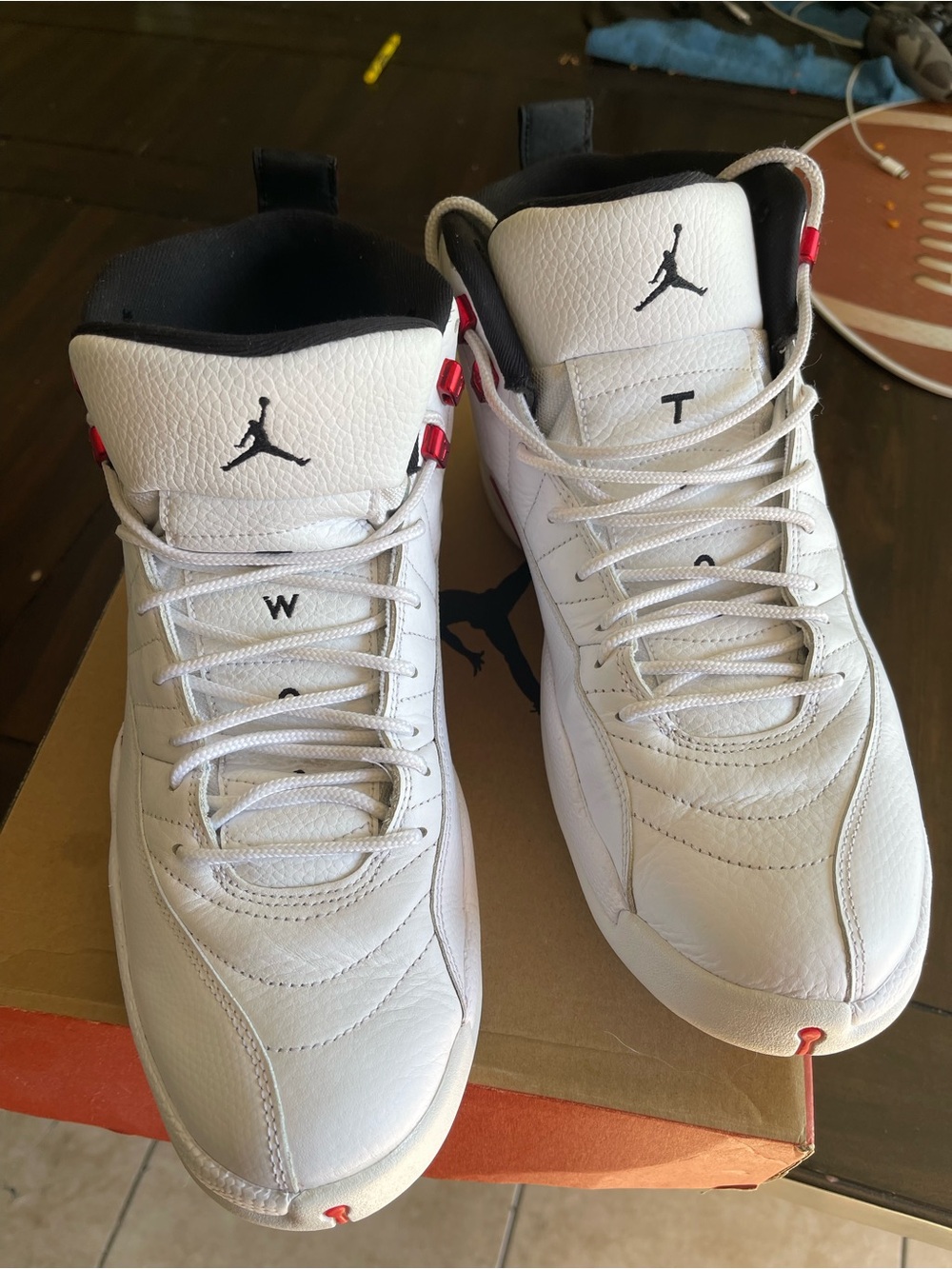 Jordan Men's White Basketball Sneakers with Black & Red Accents